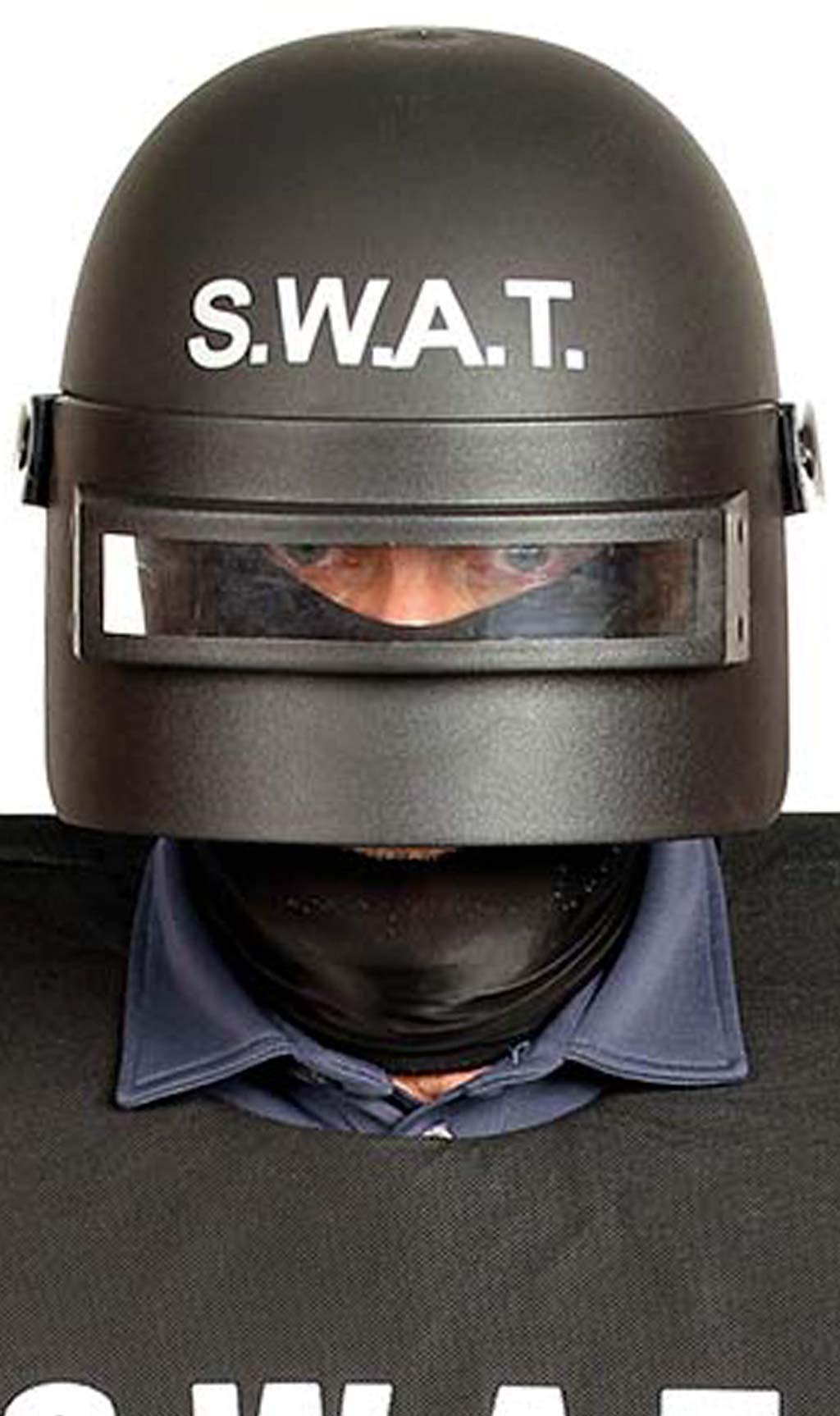 FIESTAS GUIRCA Adults Swat Helmet Hard Plastic Police Fancy Dress Hat Accessory Halloween Cosplay Special Forces Dress Up Black One Size (Black)