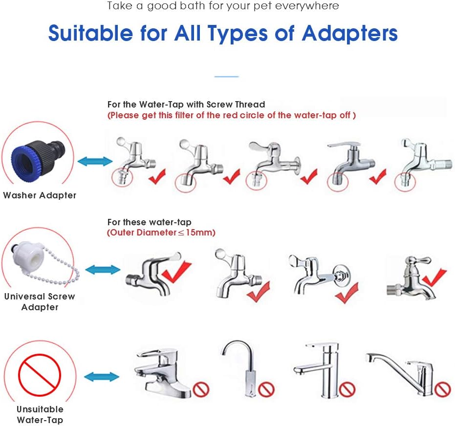 EDUPLINK Pet Bathing Dog Shower Sprayer & Scrubber in-One Dog Shower Wand with Hose Dog Sink Sprayer Dog Cat Horse Grooming Massage Shower Bath Tub & Outdoor Garden Hose