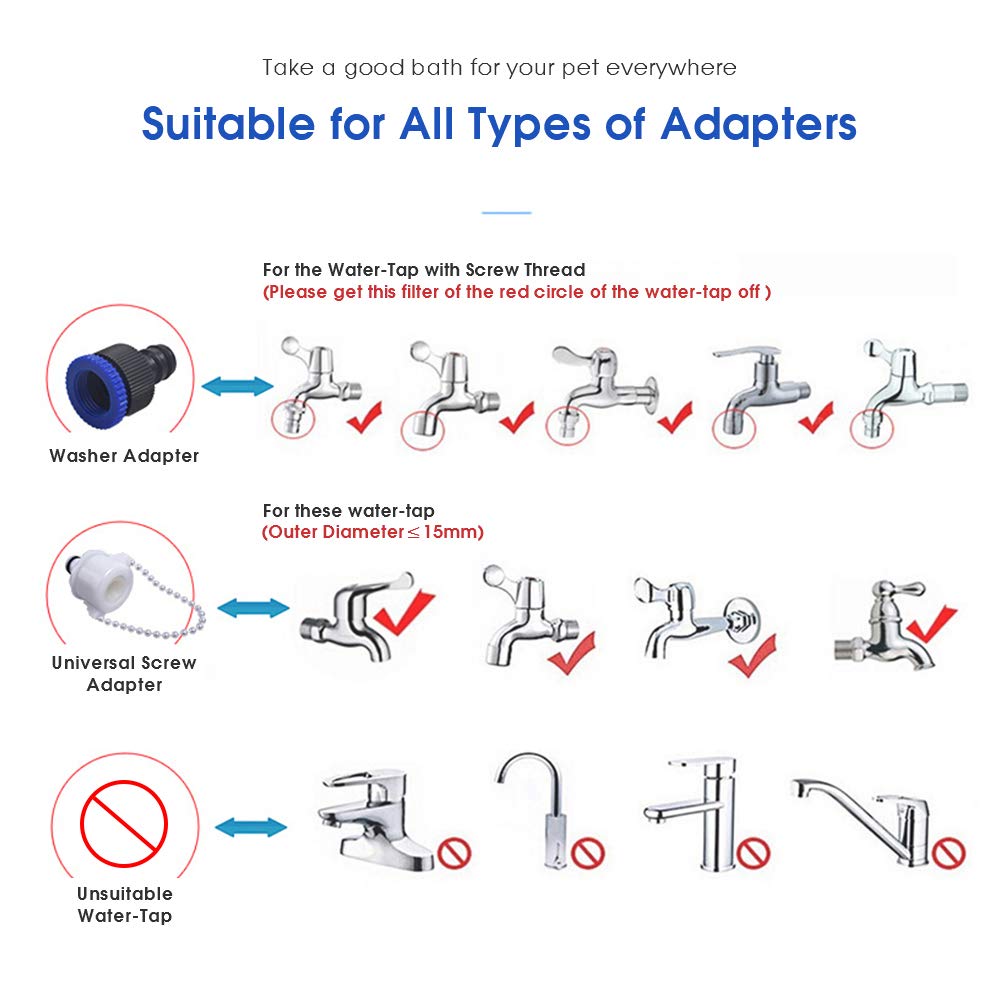 EDUPLINK Pet Bathing Tool Pet Shower Sprayer & Scrubber in-One, Dog Cat Horse Grooming Massage Shower Bath Tub & Outdoor Garden Hose Compatible for All Types of Pets