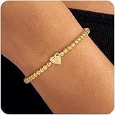 MARYLAX Gold Initial Bracelets for Women Trendy, Dainty Gold Heart Charm Letter Beaded Bracelets Friendship Personalized Name Bracelet Halloween Thanksgiving Christmas Birthday Gifts