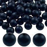 Silicone Beads, 30pcs 19mm Silicone Round Beads for Keychain Making Bracelet Necklace Earring Jewelry DIY Crafts Making(Black)