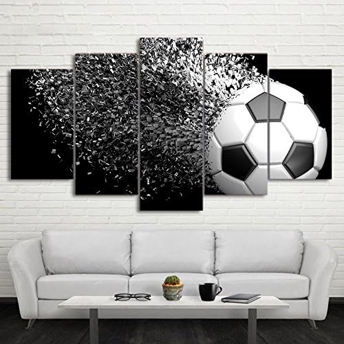 Waterproof Canvas Painting Wall Art Soccer Football Sports Themed Canvas Wall Art for Boys Room Wall Decor Boys Gift Wall Pictures for Living Room & Bedroom, Black, Framed, size 1