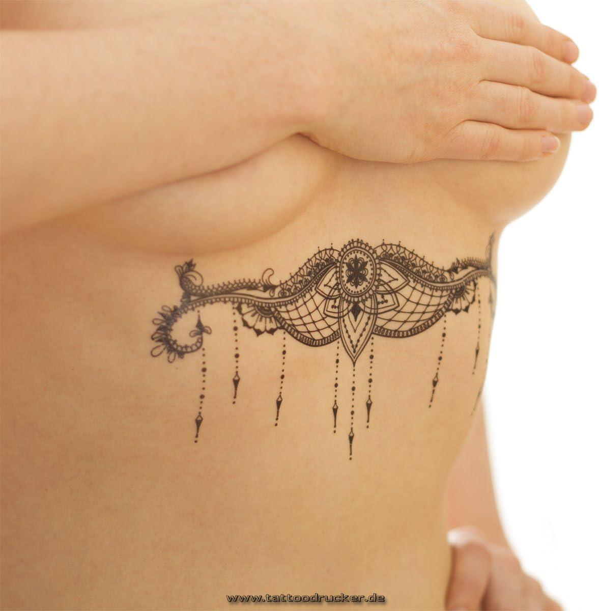 5 x TypB Underboob Tattoo - Black Sexy Under Breast Tattoo - Sternum Mandala - No China! (5)