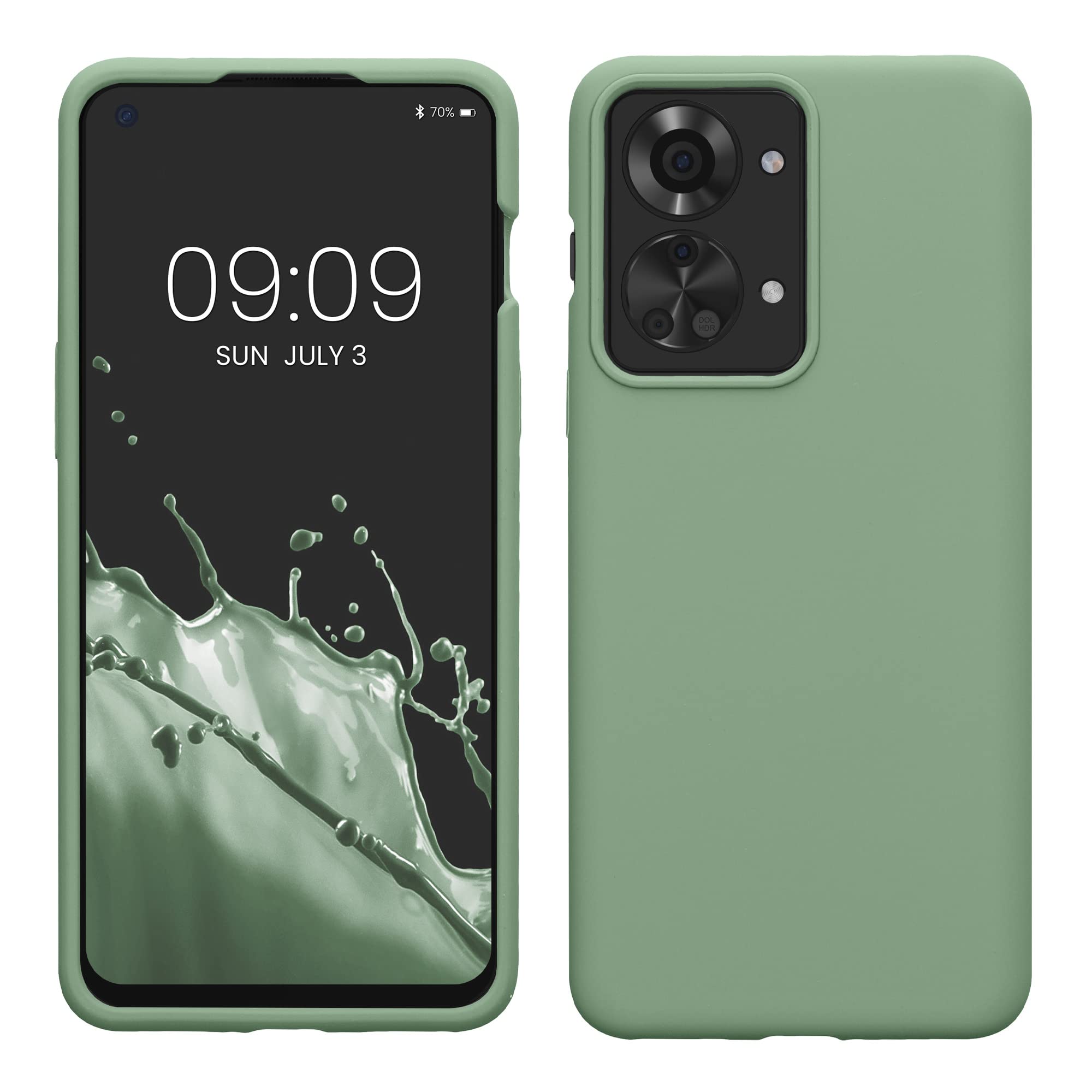 kwmobile Case for OnePlus Nord 2T 5G Case - Soft Cover - Shockproof Silicone - Wireless Charging Pottery Green — image 1