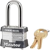 MASTERLOCK CO 3KALF-3210 1-1/2"L Shackle Padlock | Keyed Alike Key, Open, Steel, Silver color, Laminated finish, Non-rekeyable, four-pin W1 cylinder helps prevent picking