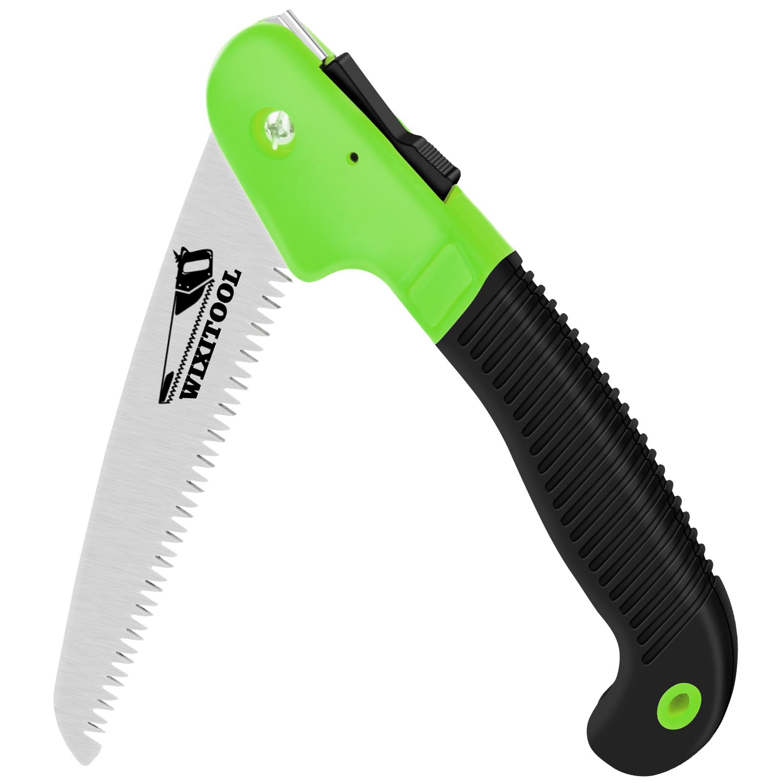 Folding Hand Saw, Pruning Saw for Trimming Gardening Camping Hiking PVC Bone Cutting Wood, Portable Survival Foldable Jab Saw with Rugged Blade(7") Ergonomic Non-Slip Handle Security Lock Green