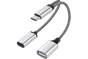 MOSWAG USB C OTG Splitter, USB C OTG Adapter with 18W PD Fast Charge, 2-in-1 USB C to USB OTG Adapter USB Type-C OTG Splitter