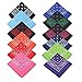 Alotpower Cotton Bandanas 12Pack, Square Paisley Print Headbands Set of 12 -Bandannas for Head Men/Women