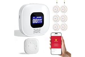 PANDAAR Wireless Caregiver Pager Call Button System WiFi Smart Alert Button for Seniors at Home with Phone App Alert 6 Panic Buttons and 1 Receiver with Display for Clinic (Only Supports 2.4GHz Wi-Fi)