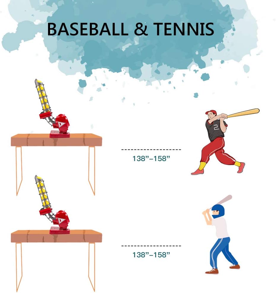 OMNISAFE 2 in 1 Baseball and Tennis Pitching Machine, Automatic Pitcher Play Set, Outdoor Training Sport Games for Kids Boys & Girls (Red): Toys & Games