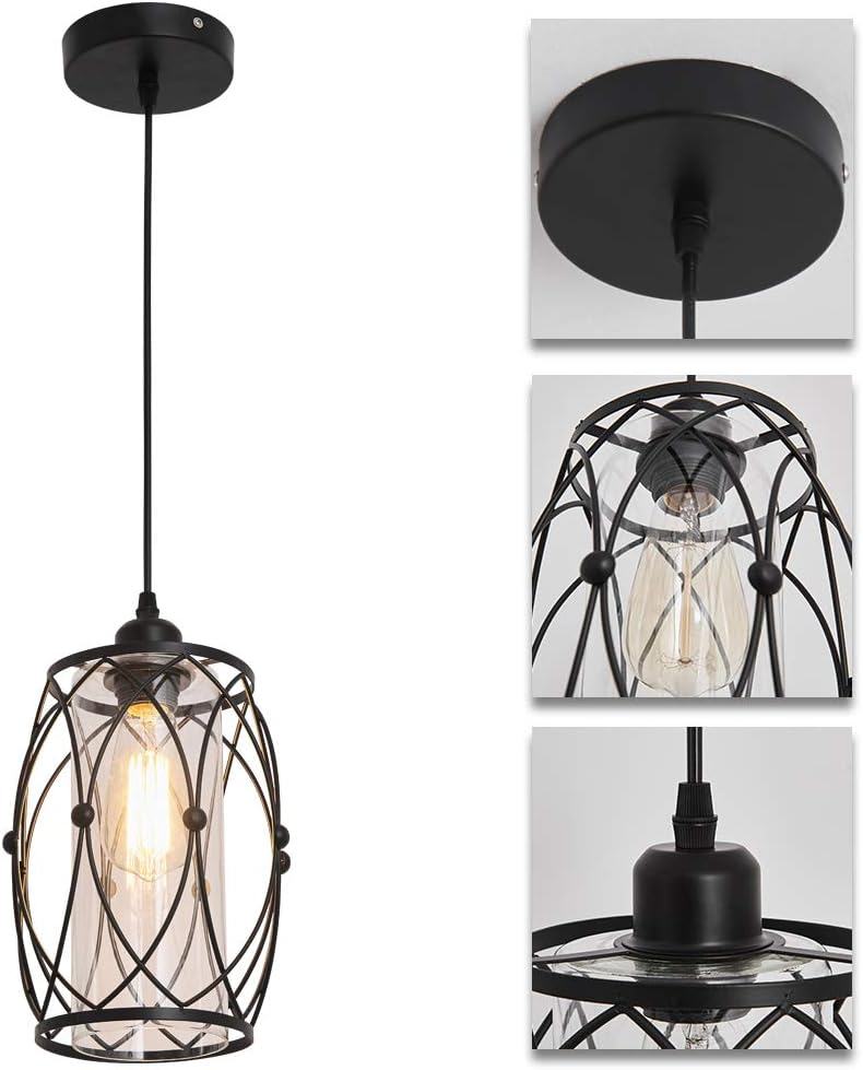 Pendant Lighting Fixture Modern Farmhouse Glass Chandelier Hanging Light - - 