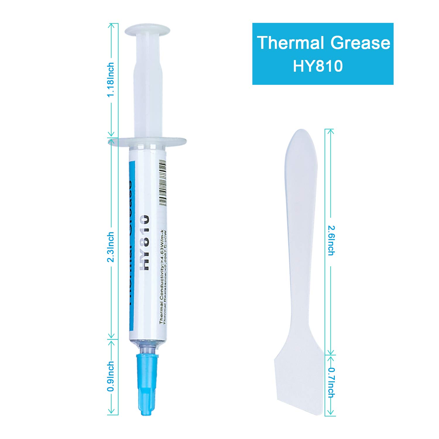 UCMDA 5pcs Pâte Thermique, Halnziye HY810 Professionnelle Haute Conductivité Graisse Thermique en Seringue pour Processeur CPU et GPU (5X2g)