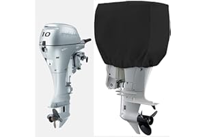 GaiRen Outboard Motor Cover Heavy Duty Waterproof Engine Cover Thick Polyester Fabric Black Up to 15HP