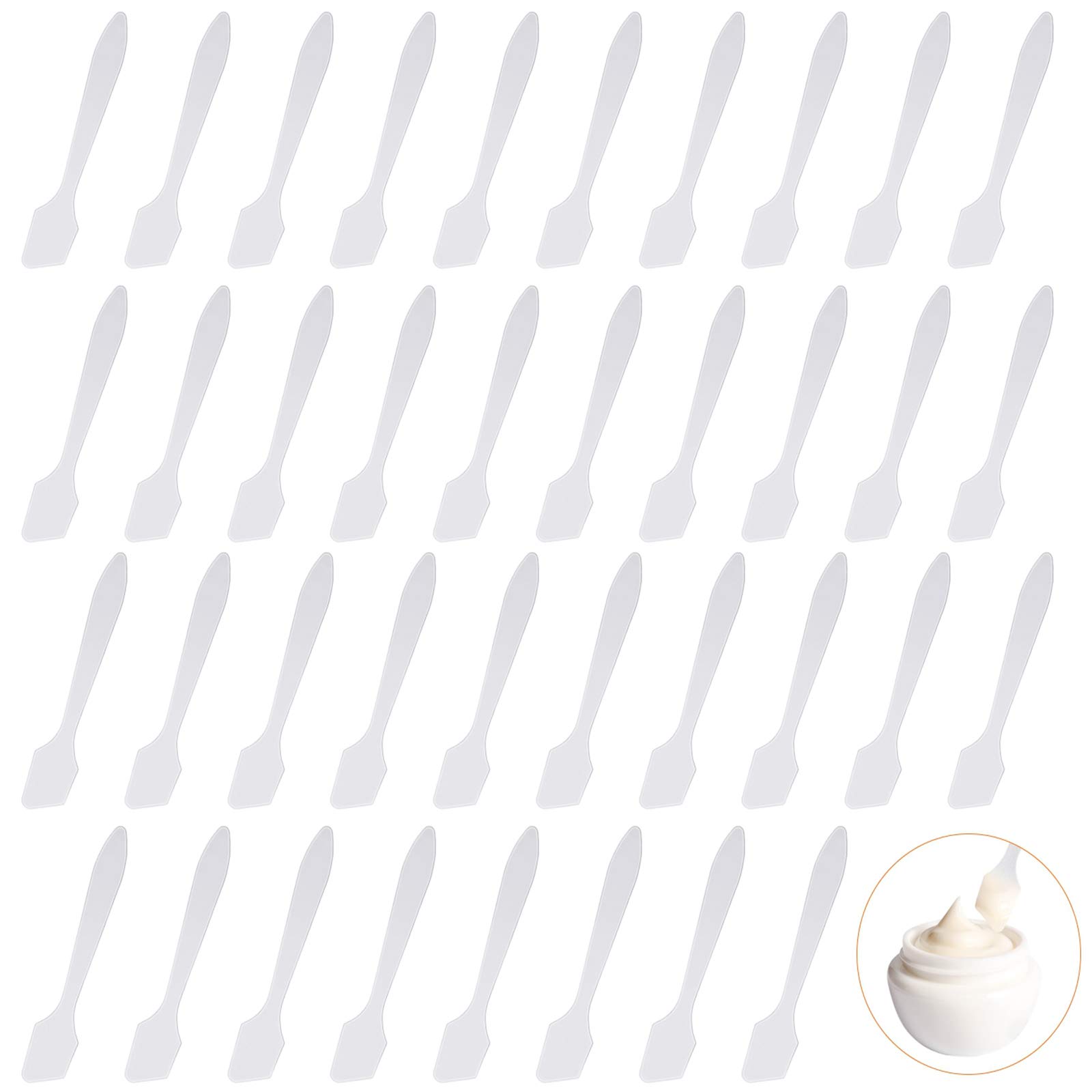 200 Pieces Facial Cream Spatula, Translucent Makeup Frosted Spatulas Mask Tip Scoops Cosmetic Spatula Scoop for Mixing and Sampling Cosmetics (8.2x1.5cm)