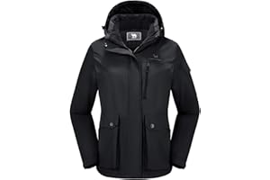 CAMEL CROWN Women's Waterproof Ski Jacket Warm Winter Snow Coat Hiking Windbreaker Hooded Outdoor Snowboarding Jacket