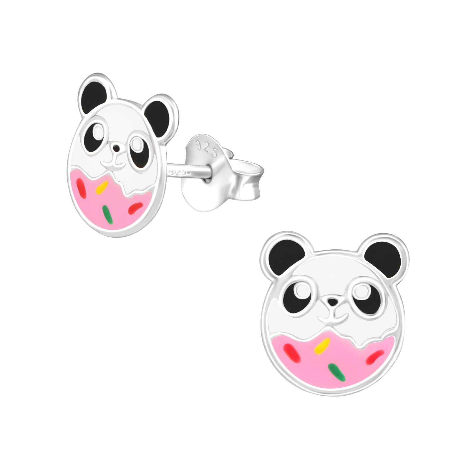 925 Sterling Silver Lightweight Hollow-Back Women 925 Sterling Silver Panda Donut Stud Earrings for Women & Girls – Everyday Jewellery Gift Boxed