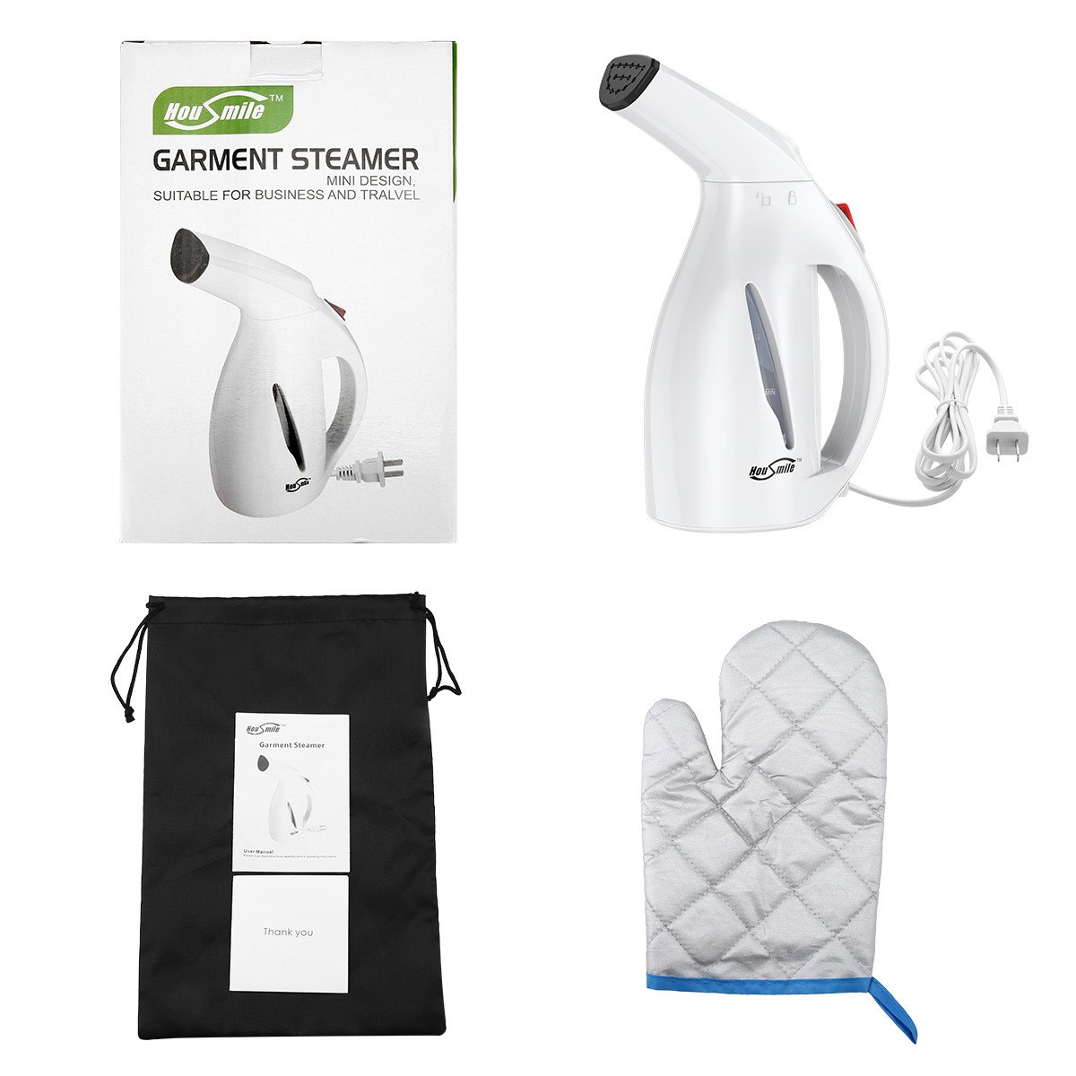 Housmile Garment Steamer 60ml Fast Heat-up Handheld Portable Fabric Clothes Steamer with Brush For Clothes Perfect for Home and Travel