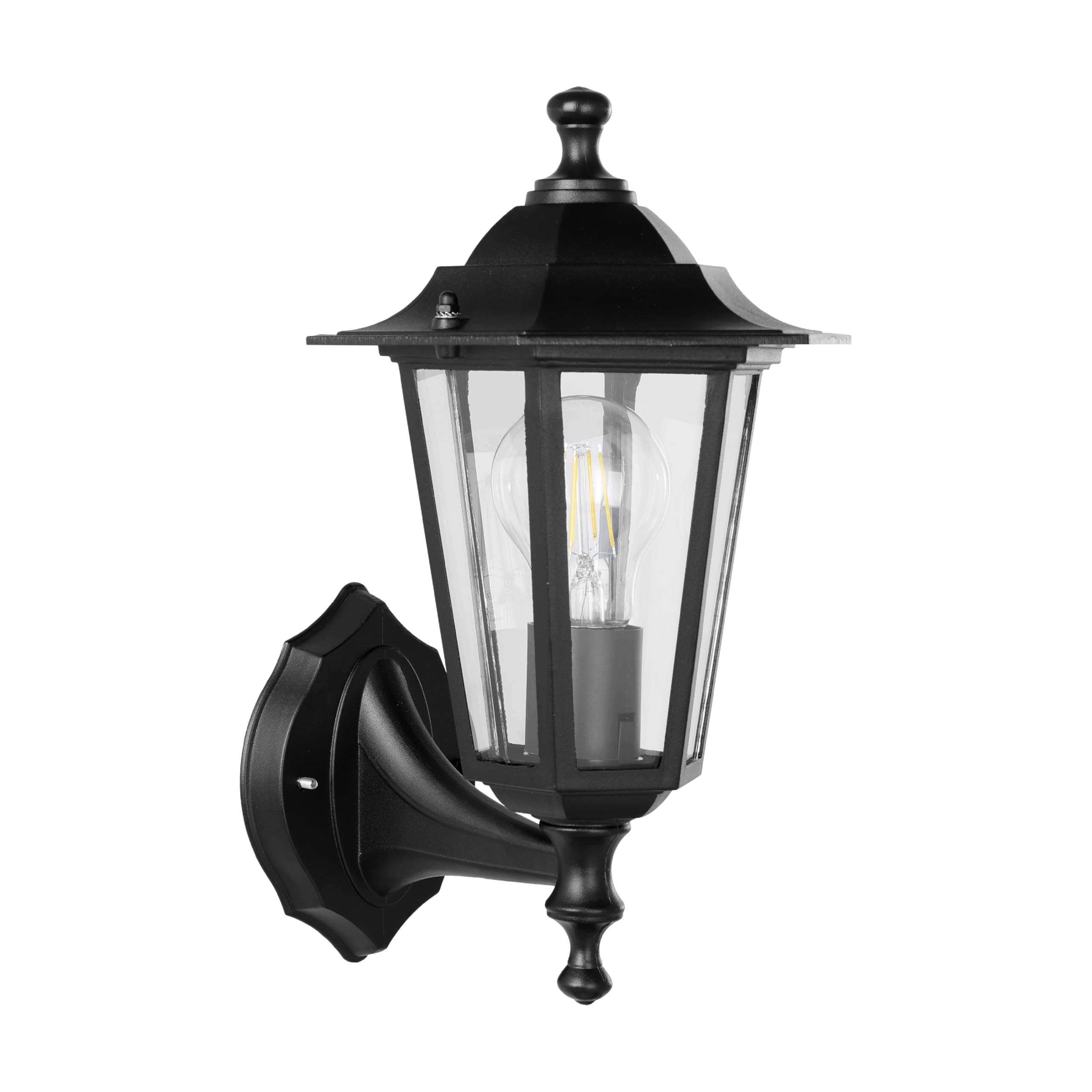 Eglo Laterna 4 Outdoor Wall Light, Black Cast Aluminium and Glass External Porch Lamp, Outside Lantern with E27 Socket, IP44