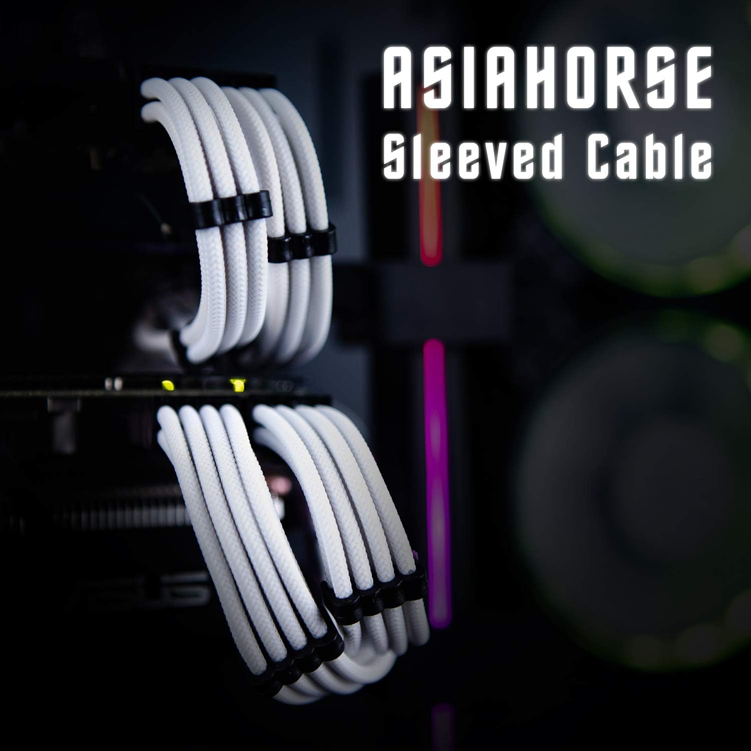 Asiahorse Customization Mod Sleeve Extension Power Supply Cable Kit 18AWG ATX/EPS/8-pin PCI-E/6-pin PCI-E (White): Home Audio & Theater