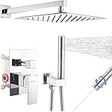 Shower System Chrome Shower Faucet Set 12 inches Rainfall Shower Head with 2 in 1 Handheld, Shower Faucet Fixture Combo Set f