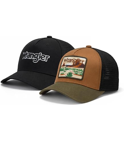 Wrangler Vintage Denim/Tan Adjustable Snapback Hat at Amazon Men's