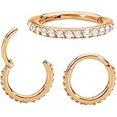 365 Sleepers 316L Surgical Steel Hypoallergenic 16G Gem Septum Jewelry Hinged Segment Ring Body Piercing Hoop Lip Rings Helix Cartilage Rook Sleeper Earrings 7mm – 14mm