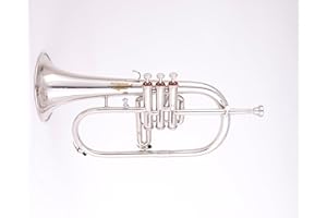 QUEEN BRASS QUEENBRASS Flugelhorn BB Trumpet in Bb Pitch – 3 Valve Chrome Finish with Mouthpiece & Case | Brass Flugel Horn for Students, Bands and Beginners