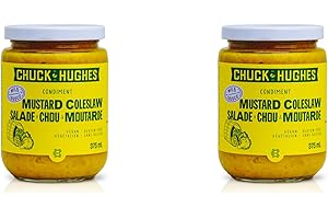 Chuck Hughes Mild Mustard Coleslaw | Vegan Gluten-Free Sandwich & Burger Topper | 375 mL Jar | Pack of 2 | Product of Canada