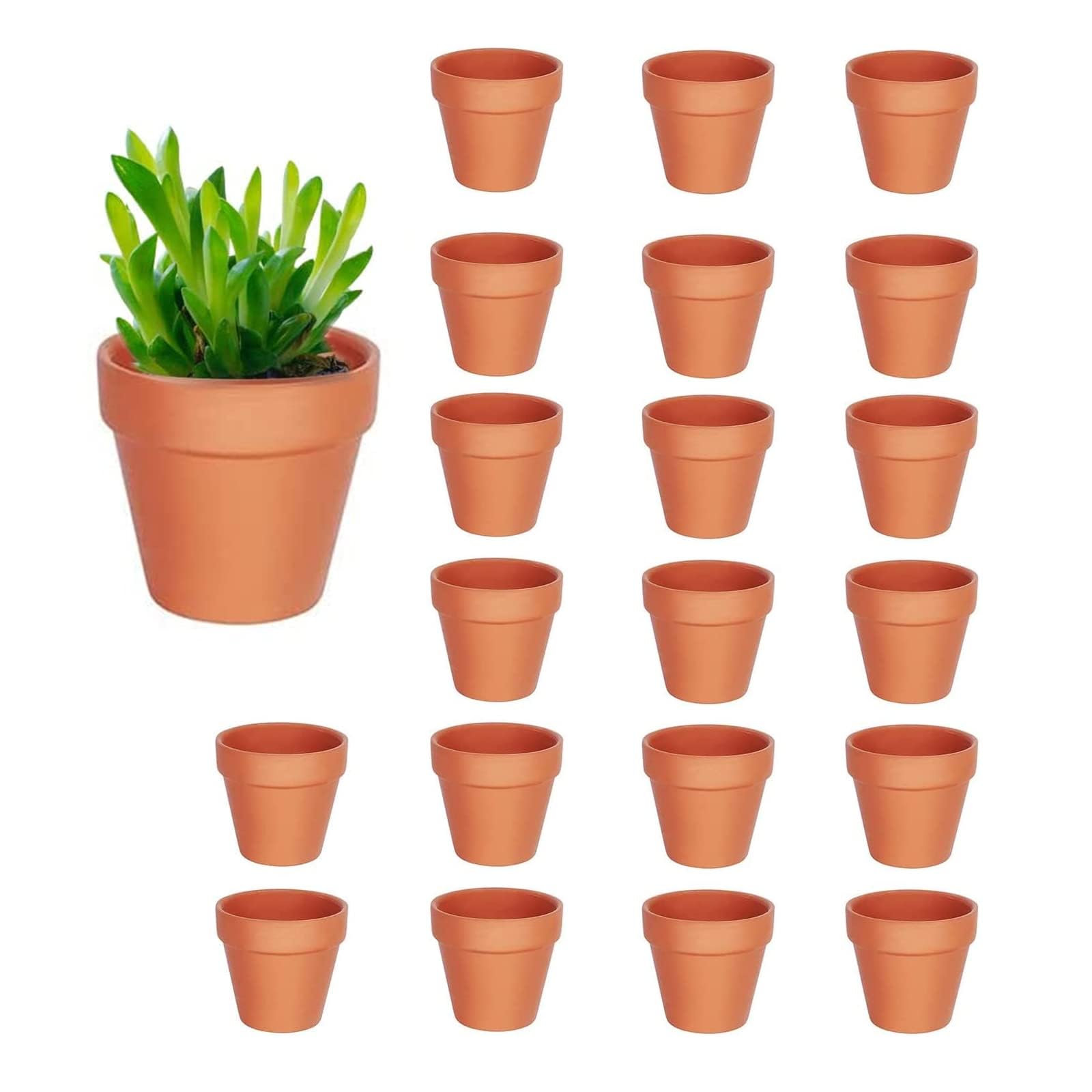 KHDULQ 20 Pcs Small Terracotta Plant Pots, with Drainage Holes Clay Pots for Plants, Chinese Style Reusable Terracotta Pots, Ceramic Plant Pot for Indoor Outdoor Plant (4.5x4.5cm)