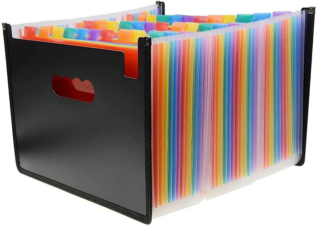 Toolzia Expanding File Organiser,36 Pockets Document Organiser Expandable Accordion Filing Folders for Paperwork A4 Size Tab Filing Boxe (36 Pockets File Folder)
