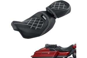 TCT-MOTORPARTS Low-Profile Driver Rider Seat Passenger Pillion Set Fits for Harley Touring Road King FLHR Street Glide FLHX 2009-2023