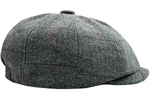 Charmylo Newsboy Cap Gatsby Baker Boy Hat Flat Caps Tweed Adjustable Peaky Herringbone Cloth Cap Hat
