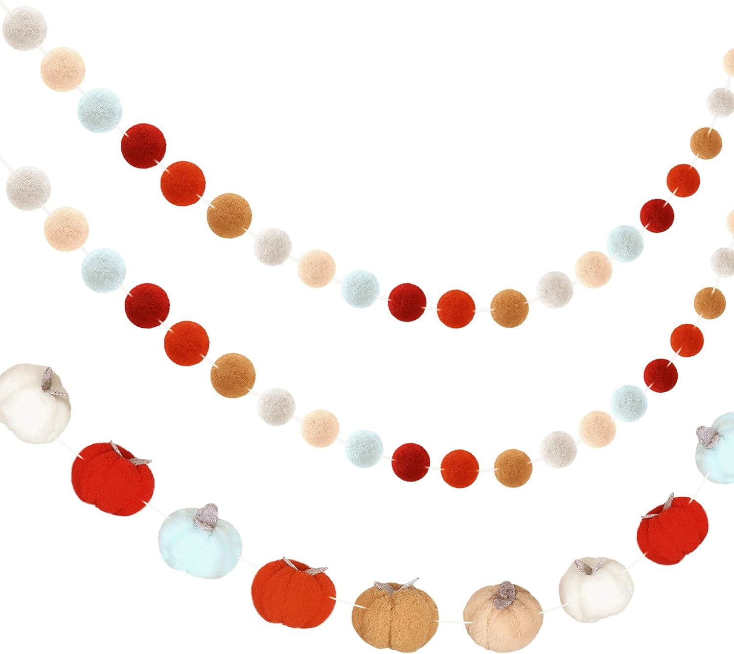 Wreaths, Garlands & Swags - 3 Pieces Little Pumpkin Baby Shower Felt Ball Garland Pumpkin Garland Pom Pom Banner Ball Decor Pumpkin Decor Felted Pumpkins Felt Ball Garland (Bright Color)