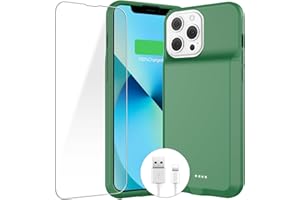 ZENEE Battery Case for iPhone 13/13 Pro/14/14 Pro, 2024 Upgraded 7000mAh Portable Extended Charger Case Cover for iPhone 13/13 Pro/14/14 Pro Charging Case (6.1 inch)，Green