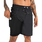 APTRO 2 in 1 Men's Swim Trunks 9" with Zipper Pockets Bathing Suit Built-in Board Shorts Swimwear Long Shorts