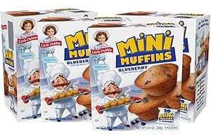 Little Debbie Blueberry Mini Muffins, 20 Travel Pouches of Bite Size Muffins Baked with Real Blueberries (4 Boxes)