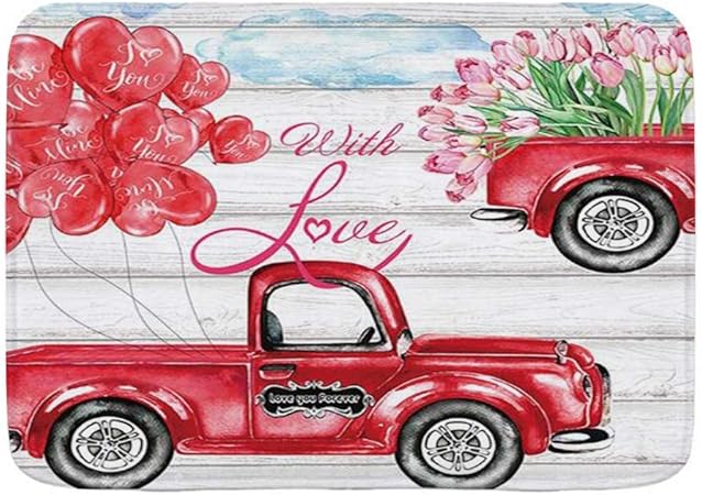 Yilan Badematte Teppich, Aquarell Blumen Valentinstag Blume Retro