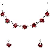 Faship Gorgeous Premium Rhinestone Crystal Floral Necklace Earrings Set