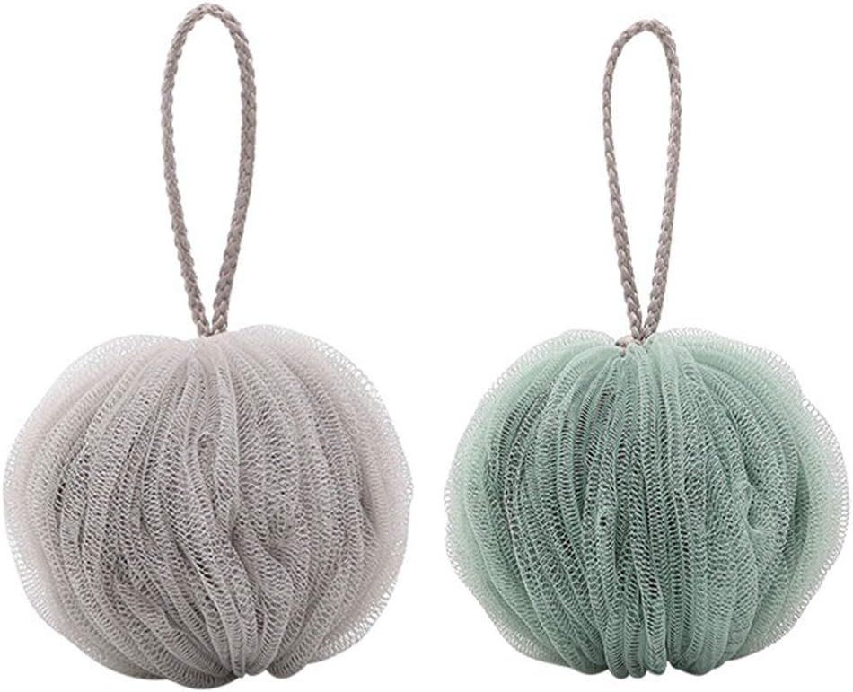 Omenluck 2Pcs Bath Shower Sponge Ball Mesh Exfoliating Scrubber Rope Handles