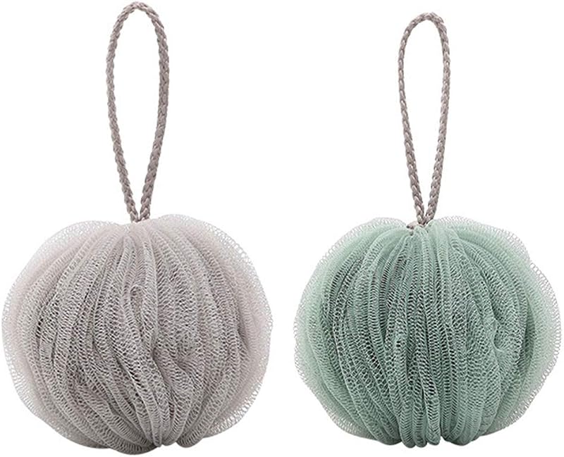 Omenluck 2Pcs Bath Shower Sponge Ball Mesh Exfoliating Scrubber Rope Handles