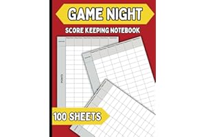 Game Night Score Keeping Notebook 100 Blank Sheets Large Score Pad: Blank Score Pads for Card Games