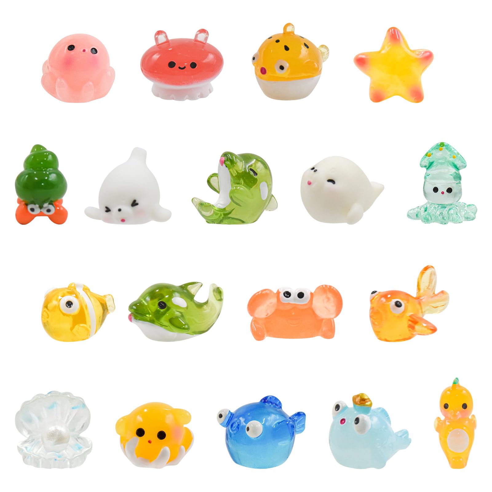 LALASTYLE 18 PCS Mini Sea Resin Animals, Tiny Ocean Creatures, Mini Figures for DIY Fish Tank, Miniature Landscape Decoration
