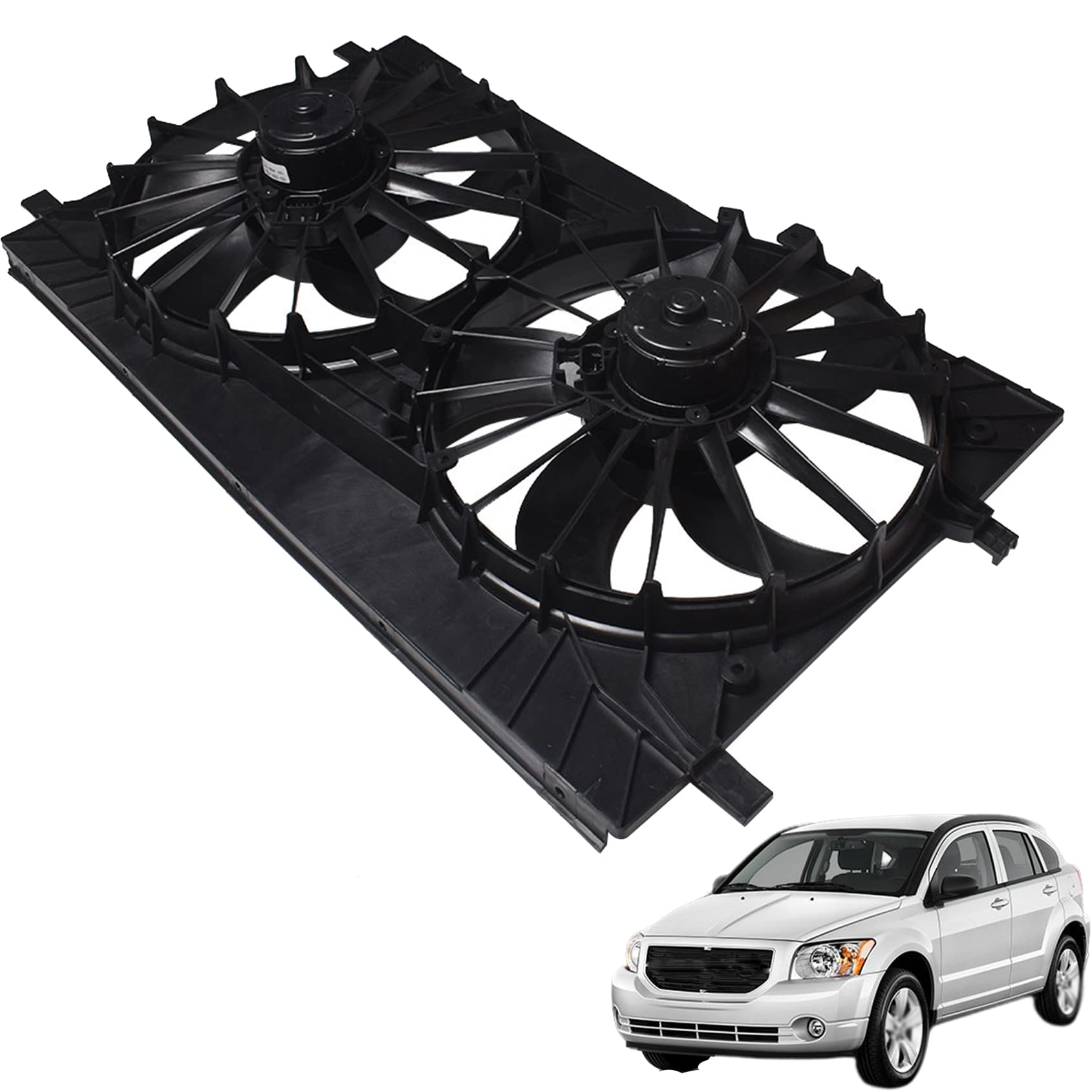 Evan-Fischer Radiator Cooling Fan Assembly For 2007-2013 Chevy Silverado 1500 & GMC Sierra 1500 – Dual Fans, Direct Fit