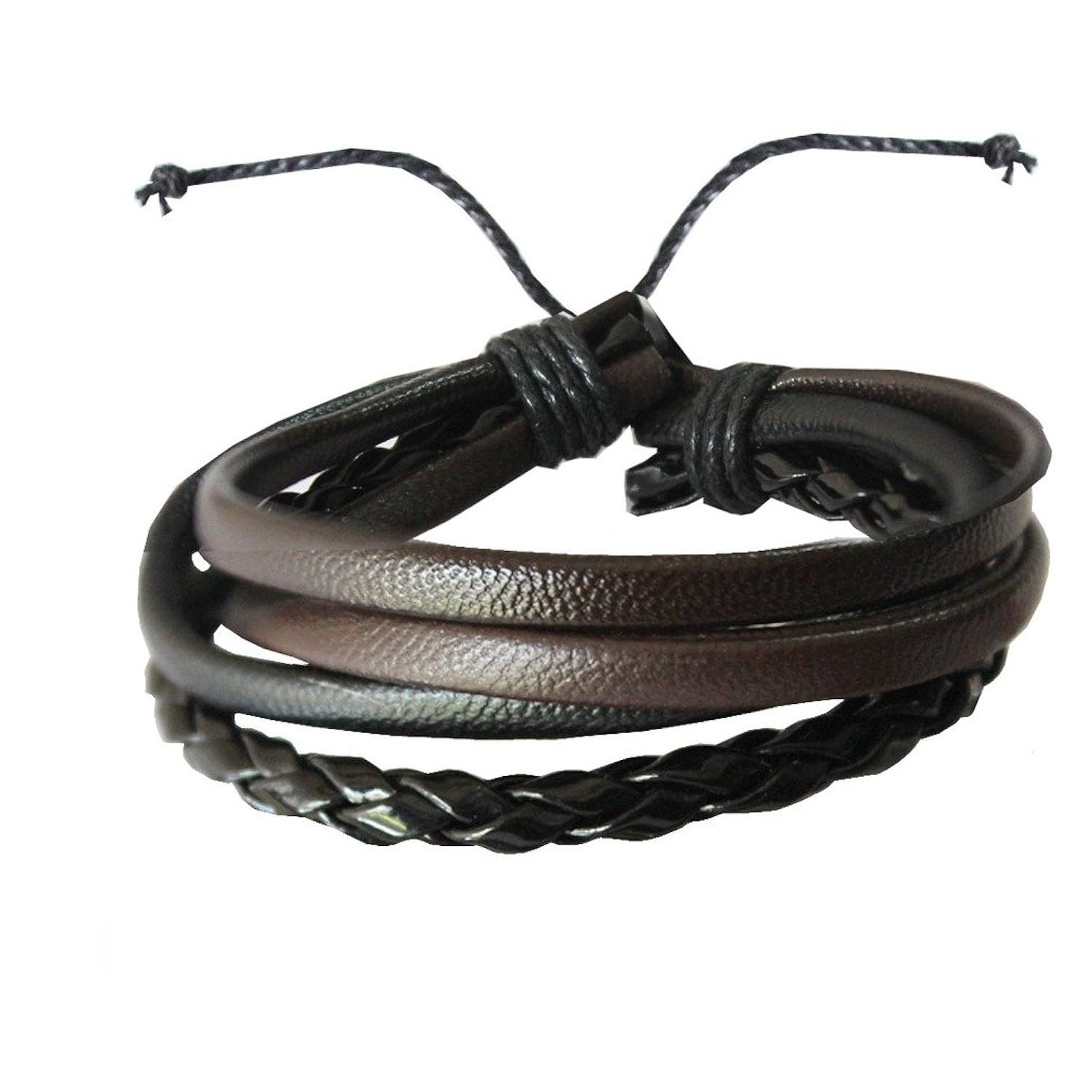 rich & famous bronze leather multistrand bracelet for men