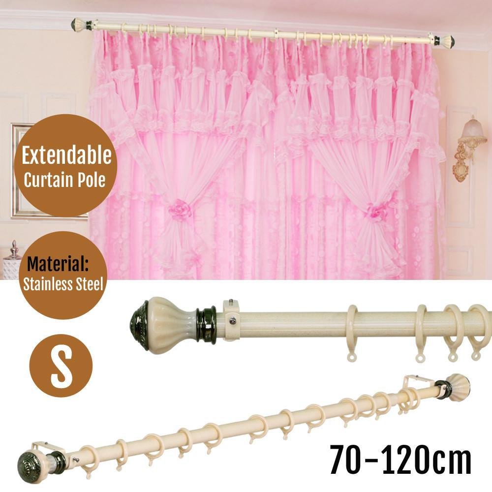 Popamazing Extendable Curtain Track Pole Rail Additional Rings
