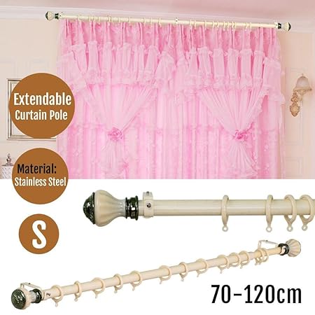 Popamazing Extendable Curtain Track Pole Rail Additional Rings