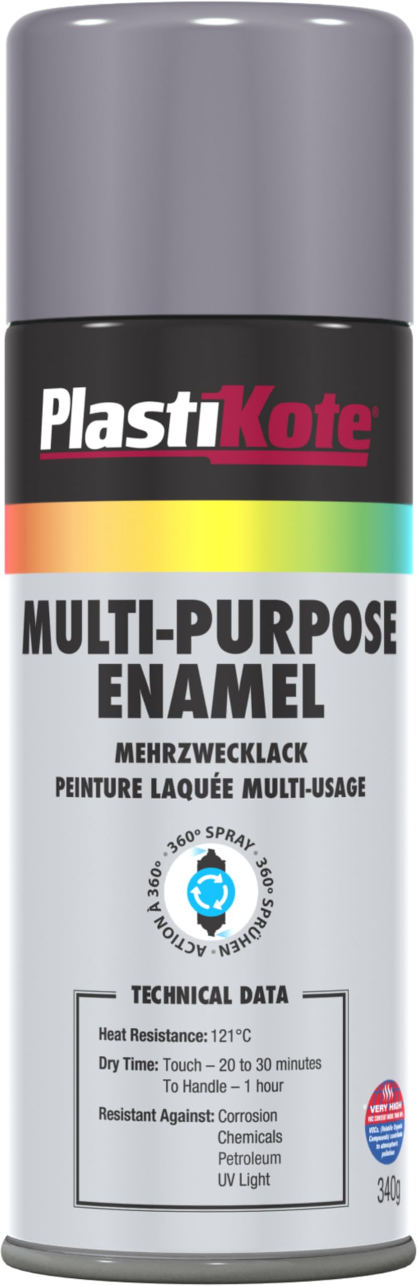 Plasti-kote 60105 400ml Multi Purpose Enamel - Gloss Grey