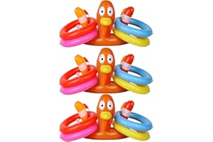 MorTime Thanksgiving 3 Pack Inflatable Turkey Hat Ring Toss Game, Party Game Toss Game Hat for Party Supplies Favors, Party Games for Kids and Adults