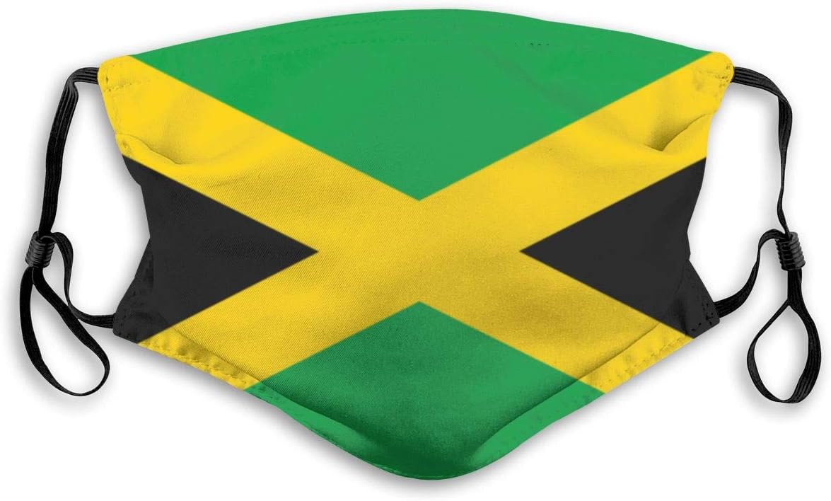 Dust Mask Jamaica Flag Reusable & Washable Mask With Replaceable PM 2.5 Activated Carbon Filter And Adjustable Ear Loops For Cycling, Camping, Running, Traveling Warm Wind Proof Mask