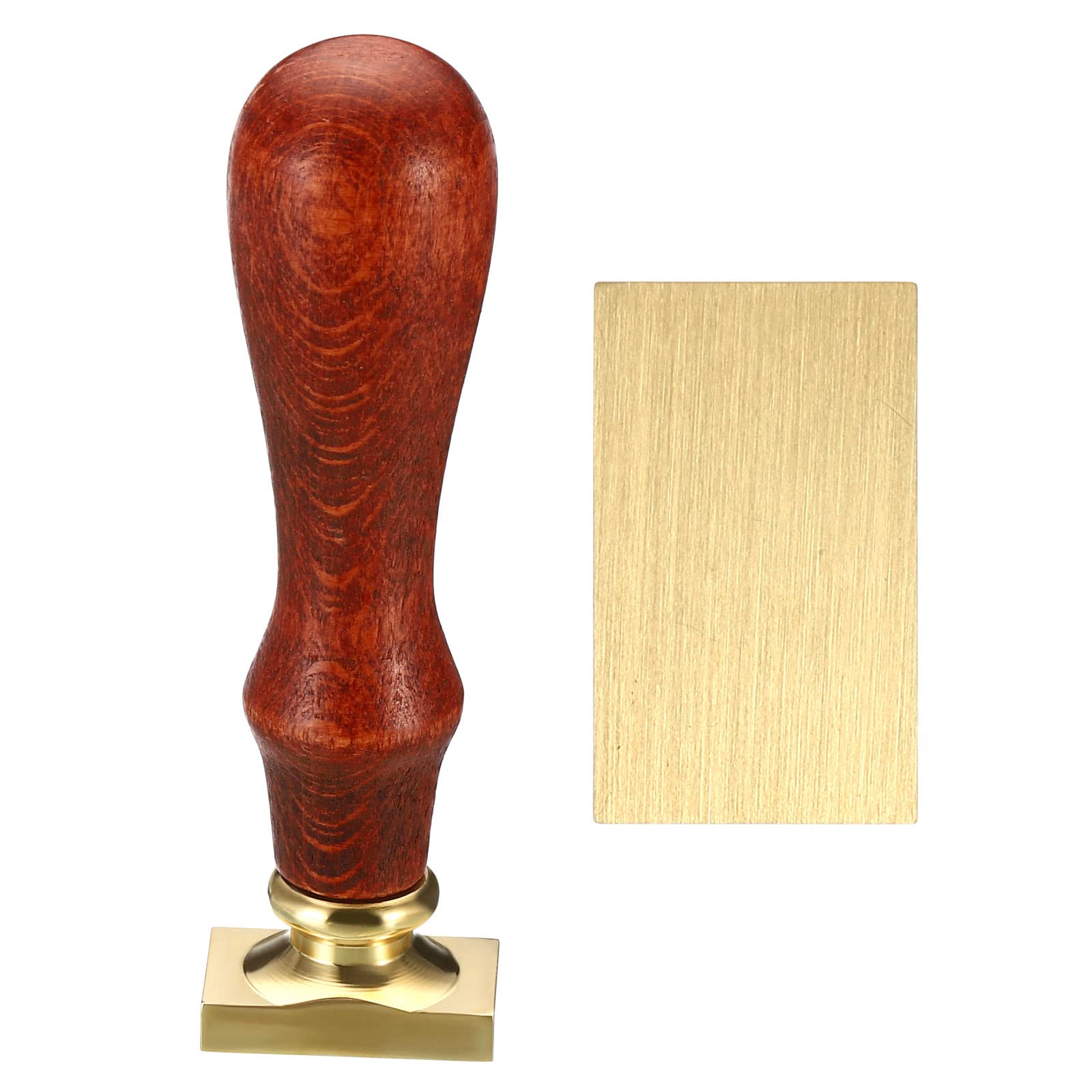 PATIKIL Rectangle Blank Wax Seal Stamp, Removable Brass Head Without Carving Wooden Handle Retro for Envelope Invitation Wine Packing Gift Wrapping, Style 1